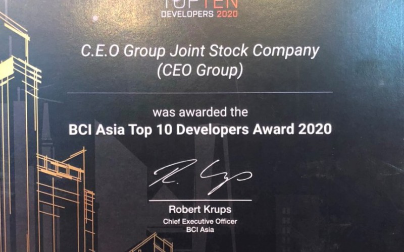  Top 10 chủ đầu tư hàng đầu năm 2020/2021 tại BCI Asia Awards 